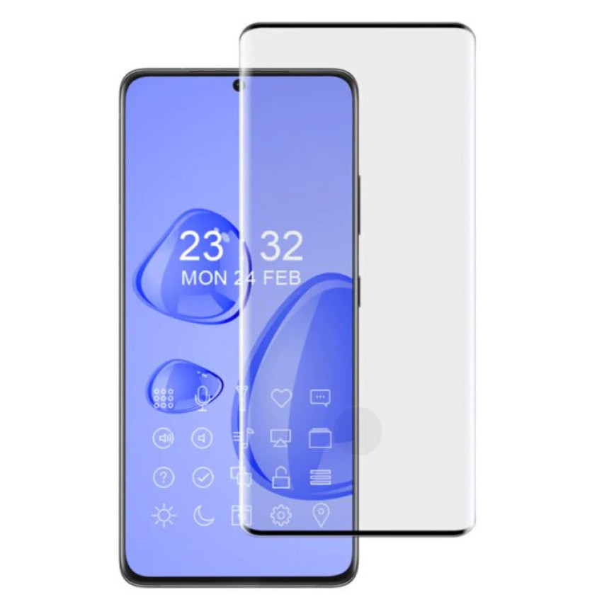Side Glue Tζαμάκι Προστασίας Οθόνης με Τρύπα Fingerprint για Samsung Galaxy S21 Ultra G998 - Χρώμα: Μαύρο