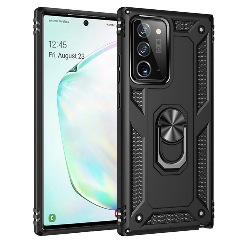 Σκληρή Θήκη Πλάτης Armor με Βάση Στήριξης για Samsung Galaxy Note 20 Ultra - Χρώμα: Μαύρο