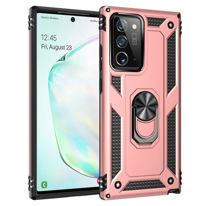 Σκληρή Θήκη Πλάτης Armor με Βάση Στήριξης για Samsung Galaxy Note 20 Ultra - Χρώμα: Ρόζ Χρυσό