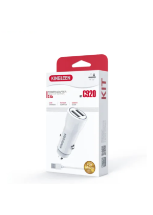 KINGLEEN C920 Car Charger With 2 USB Ports & USB to Type-C Cable 2.4A - Color: White