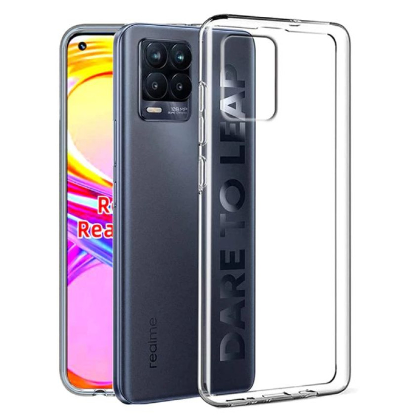 Θήκη Πλάτης Σιλικόνης Απλή για Realme 8 / 8 Pro - Χρώμα: Διάφανο