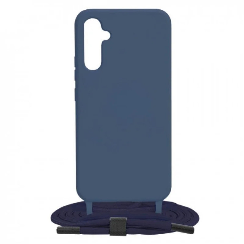 Θήκη Σιλικόνης με Λουράκι για Samsung Galaxy A15 4G / 5G - Χρώμα: Σκούρο Μπλε
