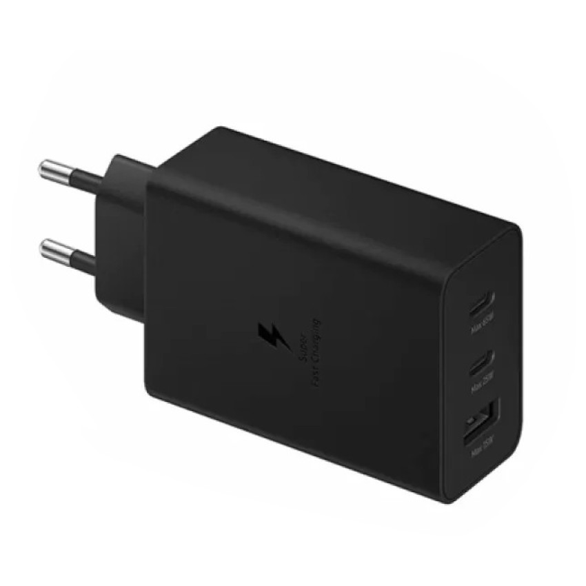 Γρήγορος Τριπλός Φορτιστής για SmartPhone με 1 Θύρα USB, 2 Θύρες Type-C 65W - Χρώμα: Μαύρο