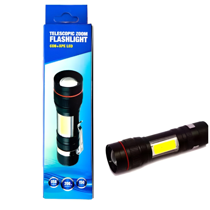 Επαναφορτιζόμενος Μίνι Φακός 200 Lumens 520 - Χρώμα: Μαύρο