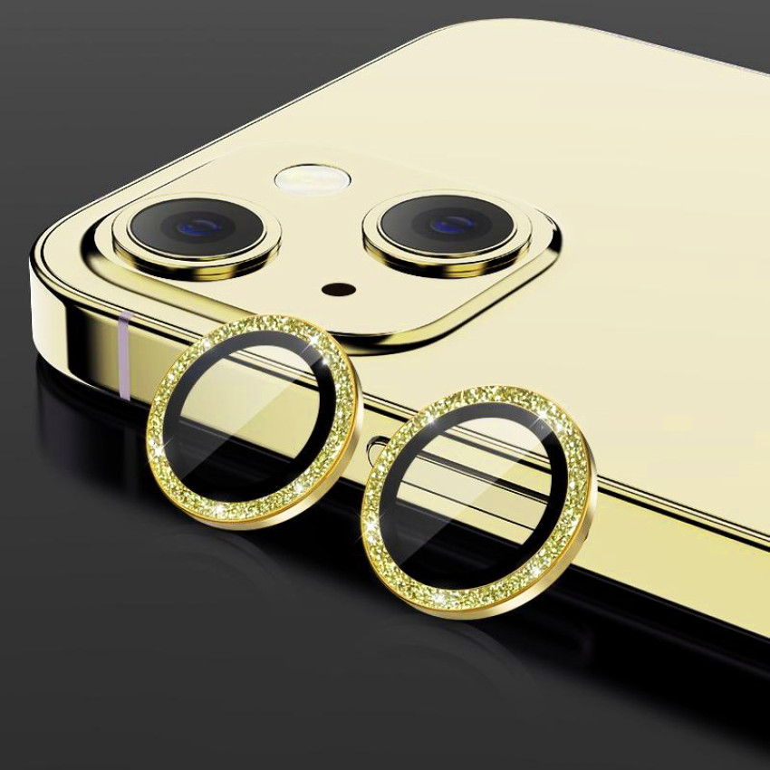 Τζαμάκι Προστασίας Κάμερας Glitter για iPhone 14 / 14 Plus - Χρώμα: Χρυσό