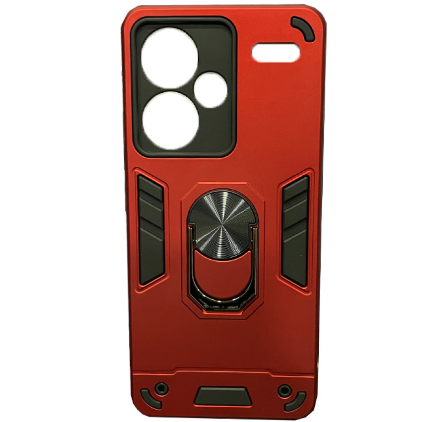 Σκληρή Θήκη Πλάτης Armor με Βάση Στήριξης για Xiaomi Redmi Note 13 Pro Plus - Χρώμα: Κόκκινο