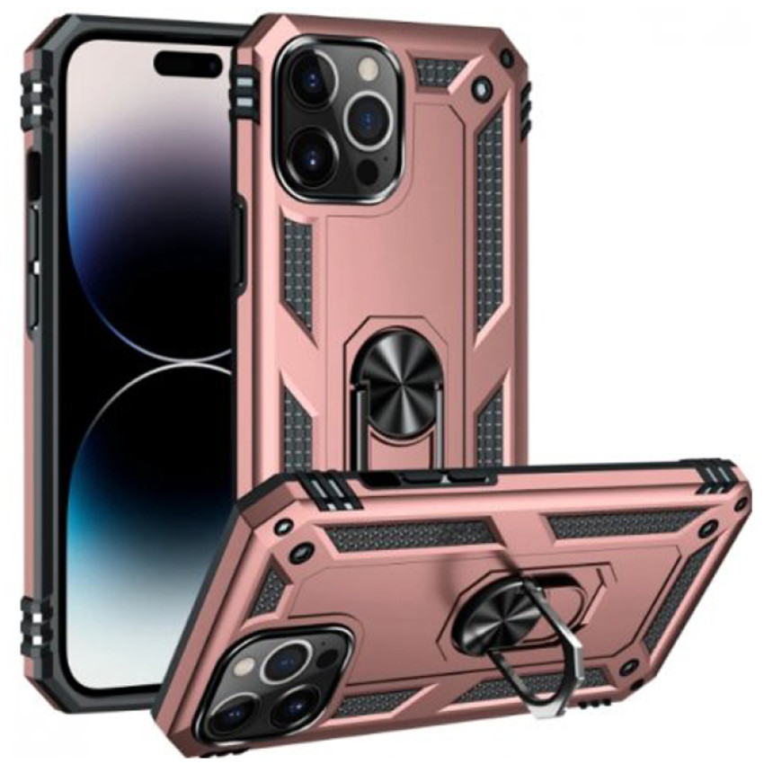 Σκληρή Θήκη Πλάτης Armor με Βάση Στήριξης για iPhone 14 Pro Max - Χρώμα: Ρόζ Χρυσό