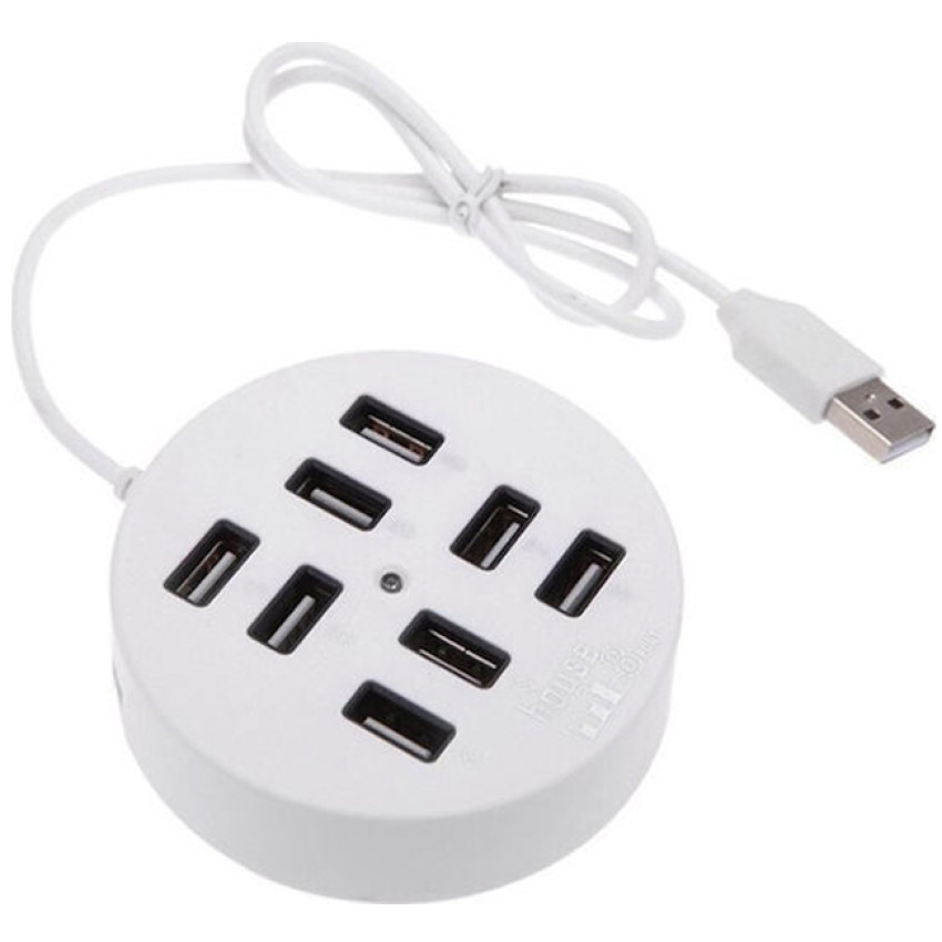 USB 2.0 Hub 8 Θυρών με Σύνδεση USB-A 60cm P-2108 - Χρώμα: Λευκό