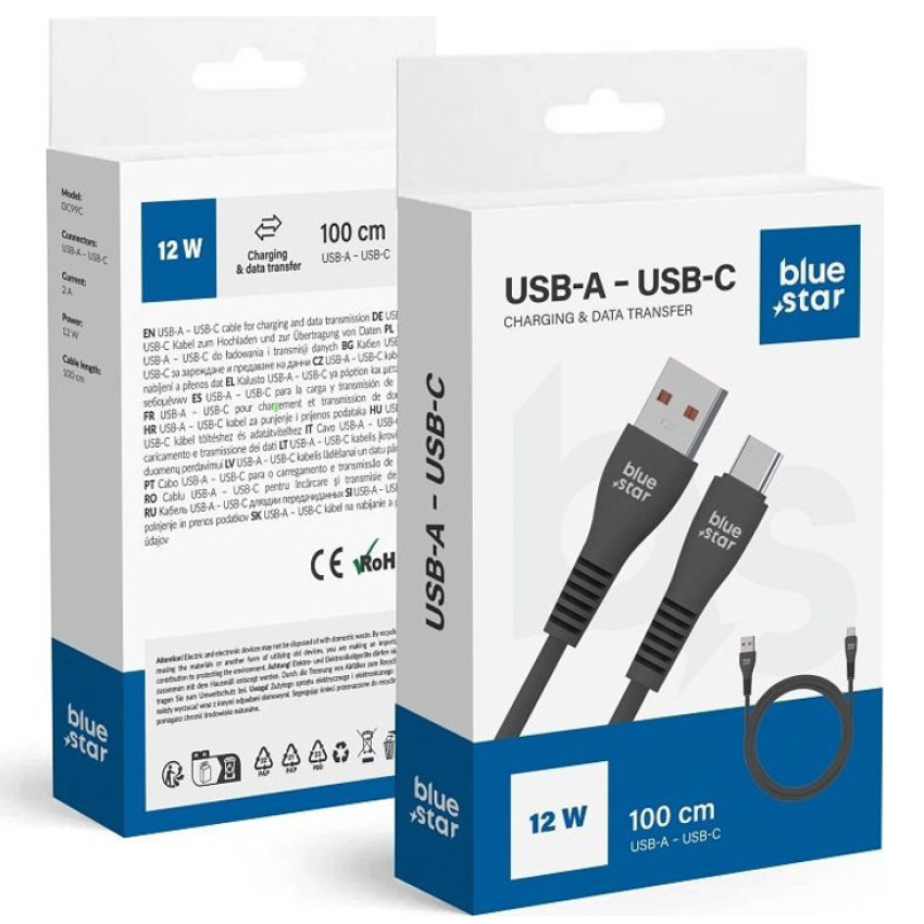 Bluestar DC99C Καλώδιο USB-A σε Type-C 12W 1m - Χρώμα: Μαύρο