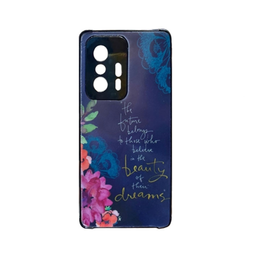 Θήκη Πλάτης Πλαστική με Σχέδια για Xiaomi Mi 11T 5G - Χρώμα: Ναυτικό Μπλε με Λουλουδάκια