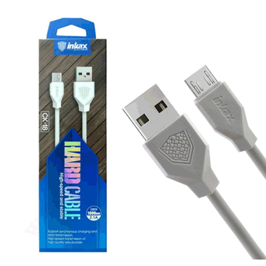 inkax- CK-18 Micro USB 2.4Α Kαλώδιο Φόρτισης 1μ - Χρώμα: Λευκό