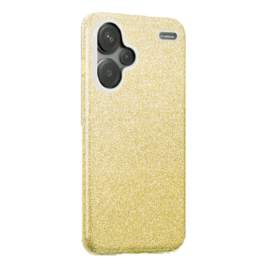 Θήκη Πλάτης Σιλικόνης Απλή Glitter Strass για Xiaomi Redmi Note 13 Pro Plus - Χρώμα: Χρυσό