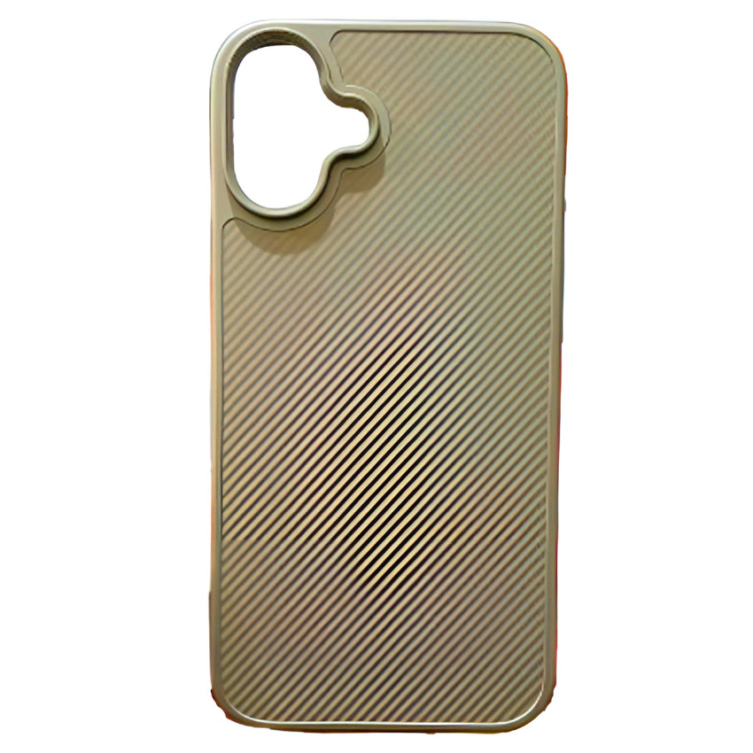 Piblue PL92 Θήκη Πλάτης Carbon Fiber Pattern Anti Fall Nonstick Fingerprint για Apple iPhone 16 Plus - Χρώμα: Ασημί / Χρυσό