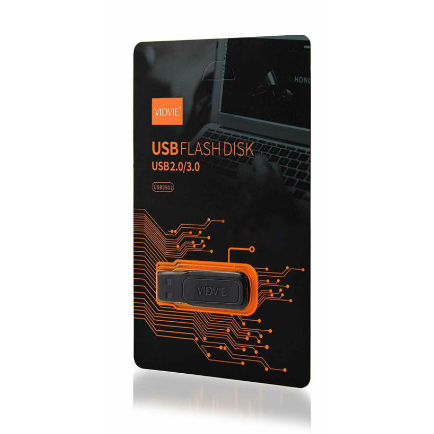 VIDVIE USB2601 Driver USB 2.0 3.0 Flash Disk Pendrive 128GB - Χρώμα: Μαύρο
