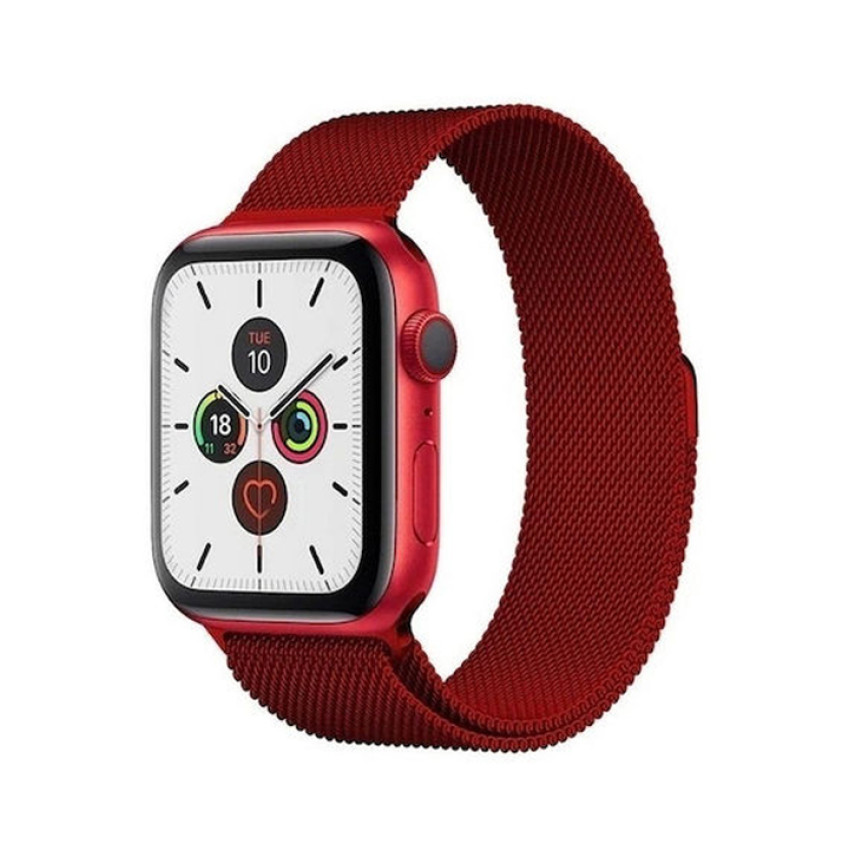 Λουράκι Ανοξείδωτο Ατσάλι για Apple Watch 42 / 44 / 45mm - Χρώμα: Κόκκνο