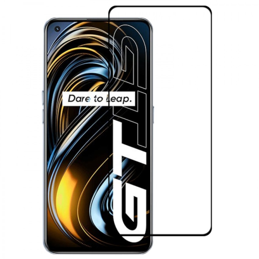 Full Cover Full Glue Tζαμάκι Προστασίας Οθόνης για Realme GT - Χρώμα: Μαύρο