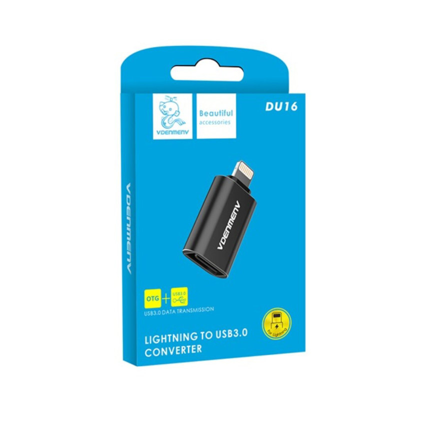 VDENMENV DU16 Μετατροπέας Lightning Male σε USB-A 3.0 Female - Χρώμα: Ροζ Χρυσό
