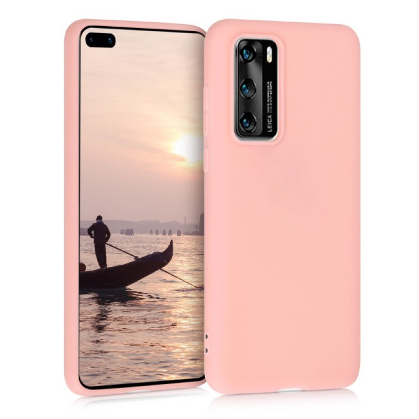 Θήκη Πλάτης Σιλικόνης Απλή για Huawei P40 - Χρώμα: Ρόζ Απαλό