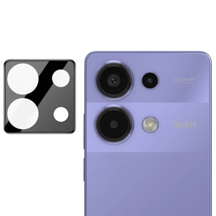 Full Cover Full Glue Tζαμάκι Προστασίας Πίσω Κάμερας για για Xiaomi Redmi Note 13 4G - Χρώμα: Μαύρο