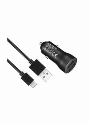 KINGLEEN C919 Car Charger 2 USB Ports 3.1A & USB to Type-C Cable 15W - Color: Black