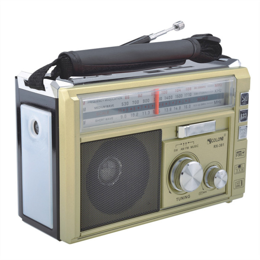 GOLON RX-381 Φορητό Επαναφορτιζόμενο Ραδιόφωνο Μπαταρίας με USB - Χρώμα: Χρυσό