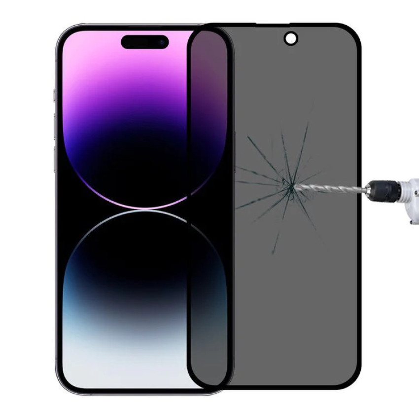 Privacy Full Cover Full Glue Tζαμάκι Προστασίας Οθόνης για Apple iPhone 14 Pro Max - Χρώμα: Μαύρο