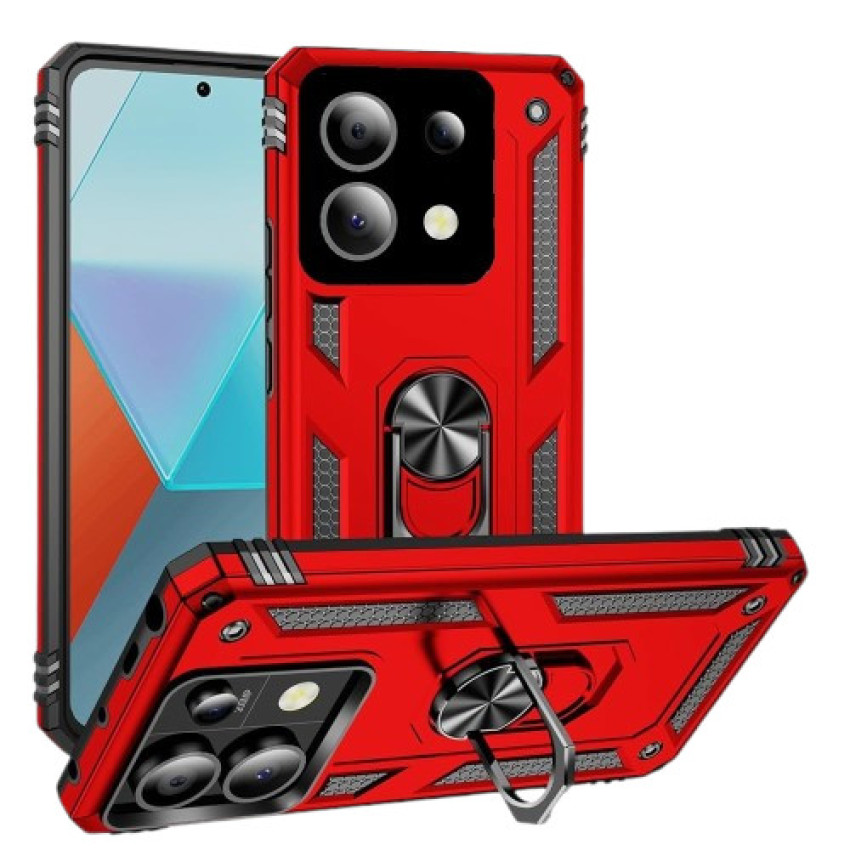 Σκληρή Θήκη Πλάτης με Δαχτυλίδι για Xiaomi Redmi Note 13 Pro 4G - Χρώμα: Κόκκινο