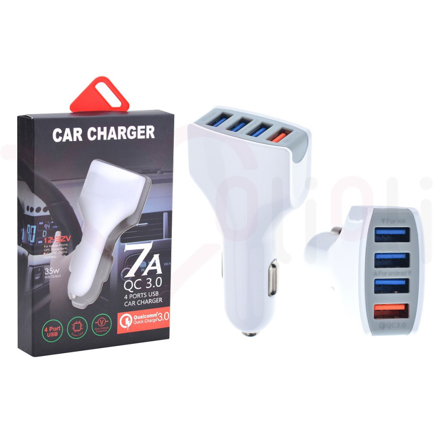 Φορτιστής Αυτοκινήτου με 4 Θύρες High-Speed 7A 35W USB LZ-KC08 - Χρώμα: Άσπρο