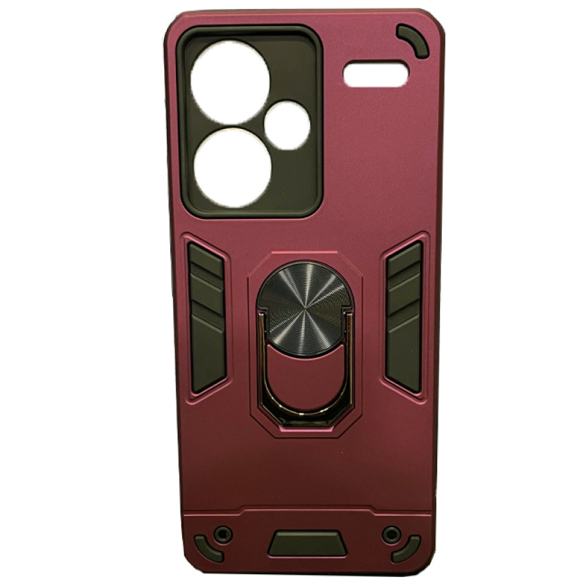 Σκληρή Θήκη Πλάτης Armor με Βάση Στήριξης για Xiaomi Redmi Note 13 Pro Plus - Χρώμα: Μπορντό