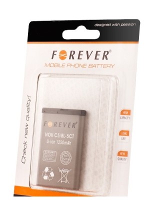 Battery Forever (same as BL-5CT) for Nokia C5 Li-Ion - 1250mAh