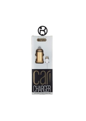Car charger Cokike (CC-1) 2 USB 2.4A & Ligthning Cable Color: Gold