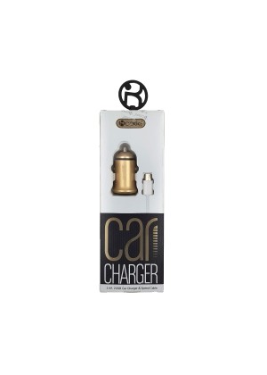 Car charger Cokike (CC-1) 2 USB 2.4A & MicroUSB Cable Color: Gold