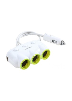 Awei C-35 3 Car Socket Adapter with 2 Fast Charging USB Interfaced - Color: White