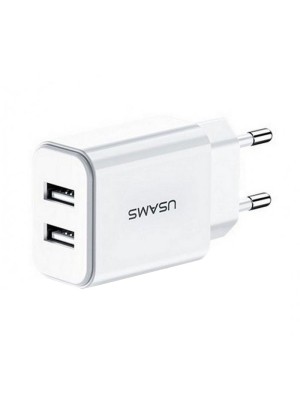 Charging Adapter USAMS  DUAL USB  EP-TA020EBE US-CC090 T24 2.1A - Color: White