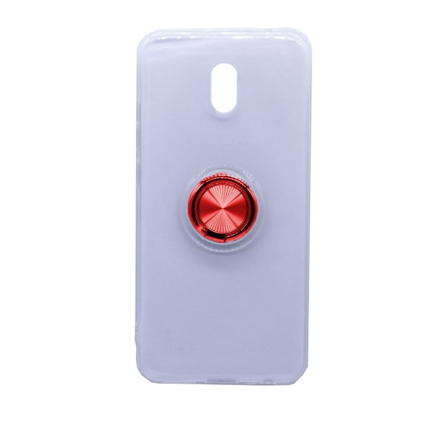 Θήκη Πλάτης Σιλικόνης με Finger Ring για Xiaomi Redmi Note 8 - Χρώμα: Κόκκινo