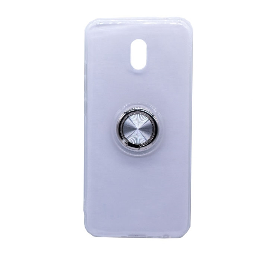 Θήκη Πλάτης Σιλικόνης με Finger Ring για Xiaomi Redmi Note 8 - Χρώμα: Ασημί