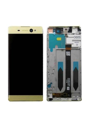 Original LCD Complete With Frame (Service Pack) for Sony Xperia XA Ultra- Color: Gold