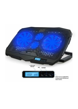 Laptop Cooler S18 Stand 4 Fans with LED - Color: Black
