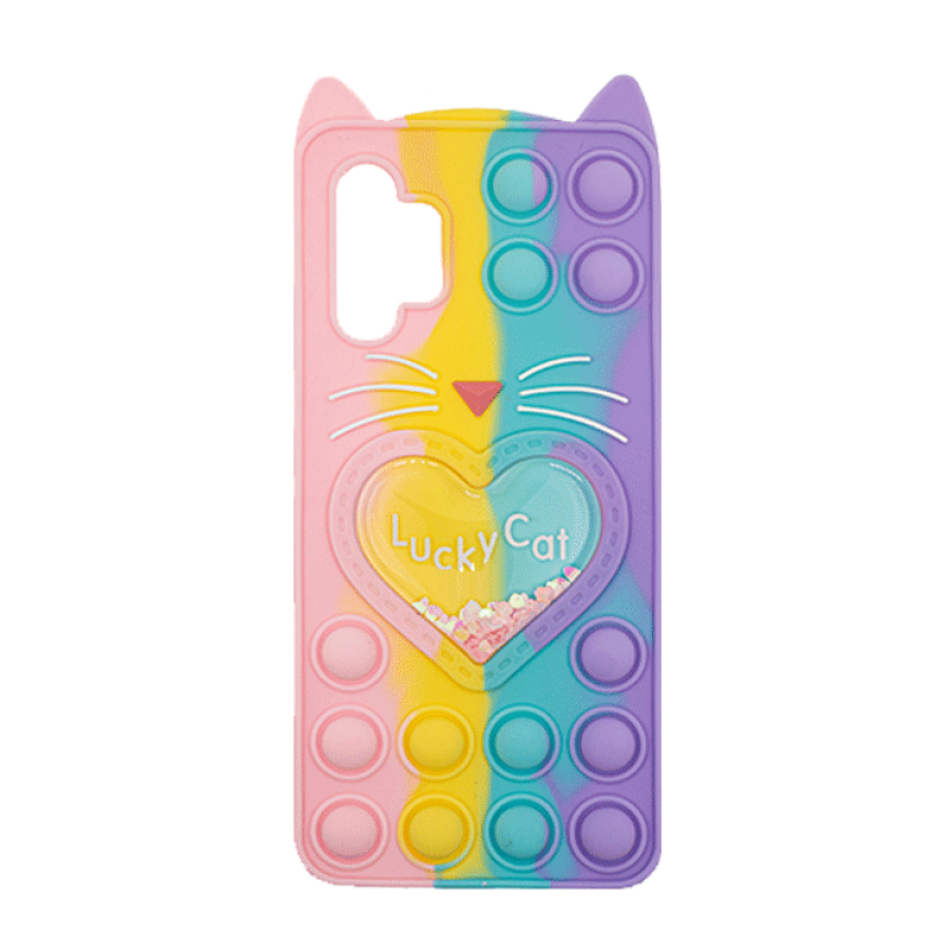 Θήκη Σιλικόνης με αυτάκια Colorful Bubbles για Samsung Galaxy A32 4G Σχέδιο: Πολυχρώμη Καρδούλα (κοραλί Ανοιχτό Μωβ)