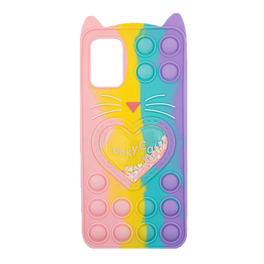 Θήκη Σιλικόνης με αυτάκια Colorful Bubbles για Samsung Galaxy A02S/A03S Σχέδιο: Πολυχρώμη Καρδούλα (κοραλί Ανοιχτό Μωβ)