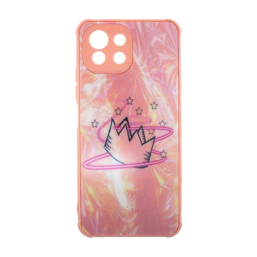 Θήκη Πλάτης Πλαστική με Σχέδια για Xiaomi Mi 11 Lite 5G Χρώμα: Απαλό Ρόζ με Στέμμα
