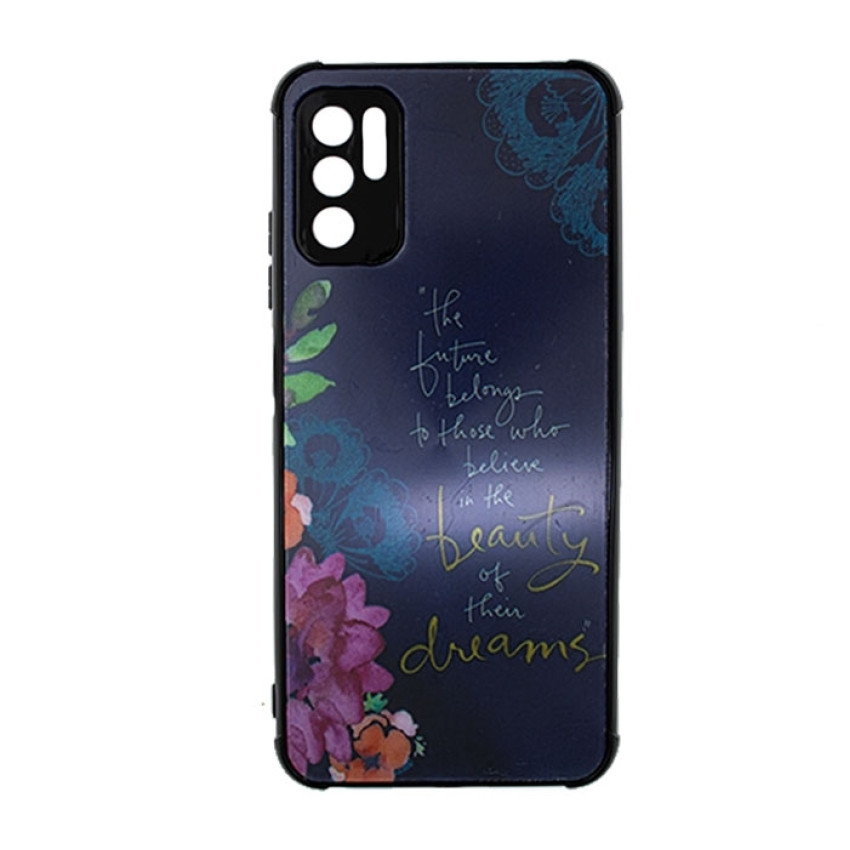 Θήκη Πλάτης Πλαστική με Σχέδια για Xiaomi Redmi Note 10 5G - Χρώμα: Ναυτικό Μπλε με Λουλουδάκια