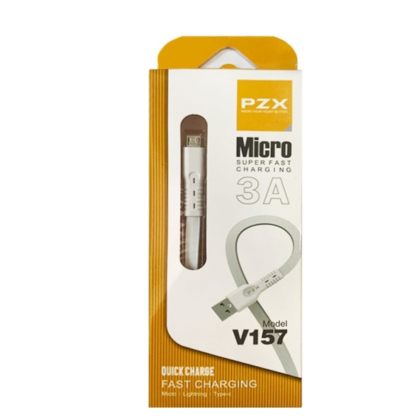 PZX V157 Καλώδιο Φόρτισης και Μεταφοράς Δεδομένων Usb-A σε Micro Usb - Χρώμα: Λευκό 1m