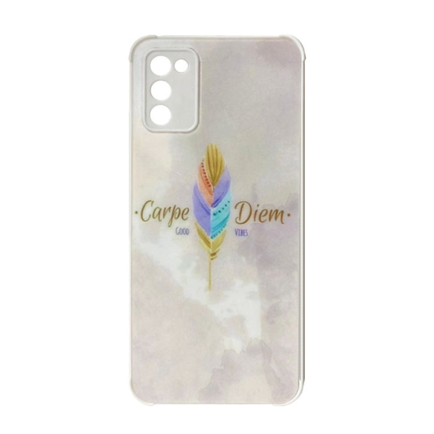 Θήκη Πλάτης Πλαστική με Σχέδια για Samsung Galaxy A03s A037 - Χρώμα: Λευκό με Χρωματιστό Φτερό