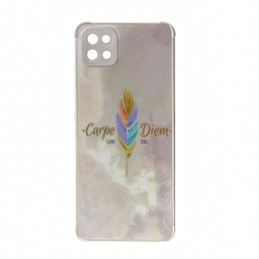 Θήκη Πλάτης Πλαστική με Σχέδια για Samsung Galaxy A22 5G A226 - Χρώμα: Λευκό με Χρωματιστό Φτερό