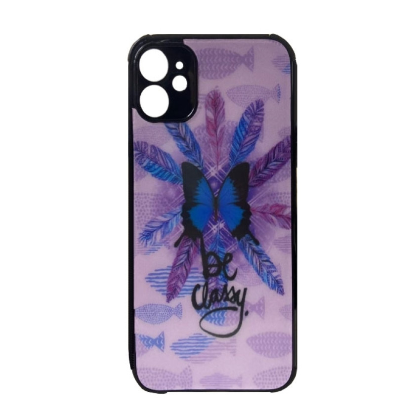 Θήκη Πλάτης Πλαστική με Σχέδια για Apple iPhone 11 - Χρώμα: Μωβ με Πεταλούδα