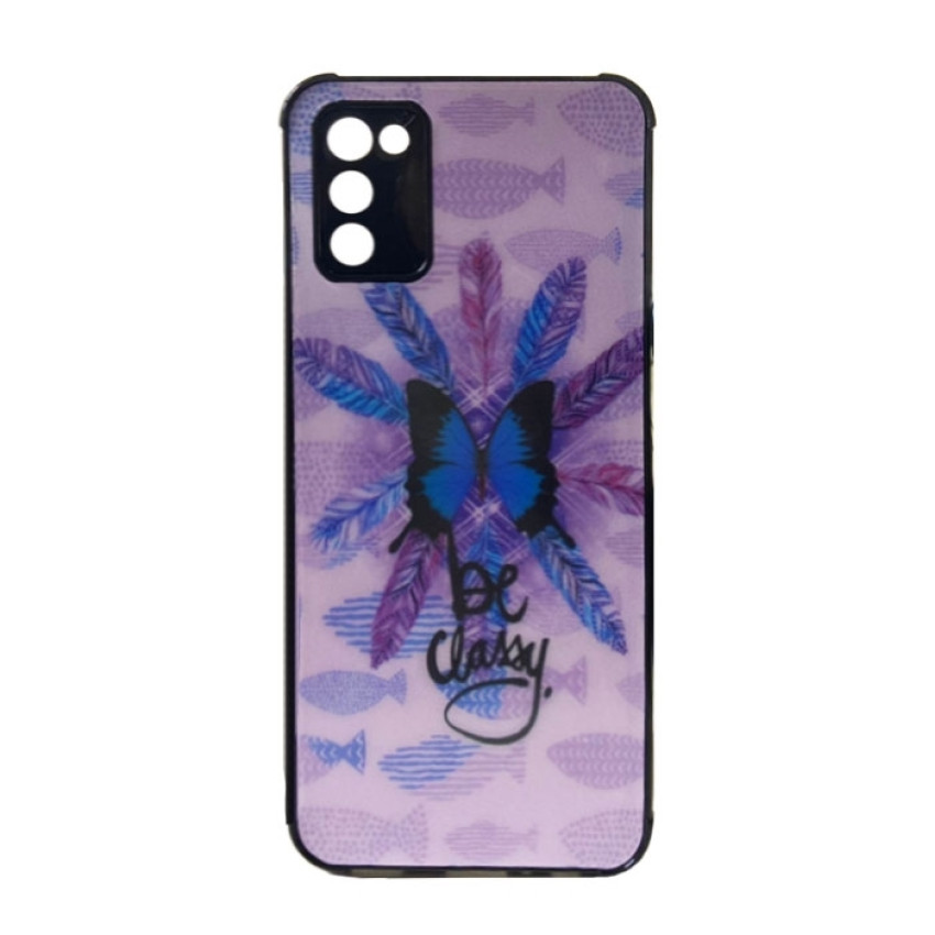 Θήκη Πλάτης Πλαστική με Σχέδια για Samsung Galaxy A03s - Χρώμα: Μωβ με Πεταλούδα