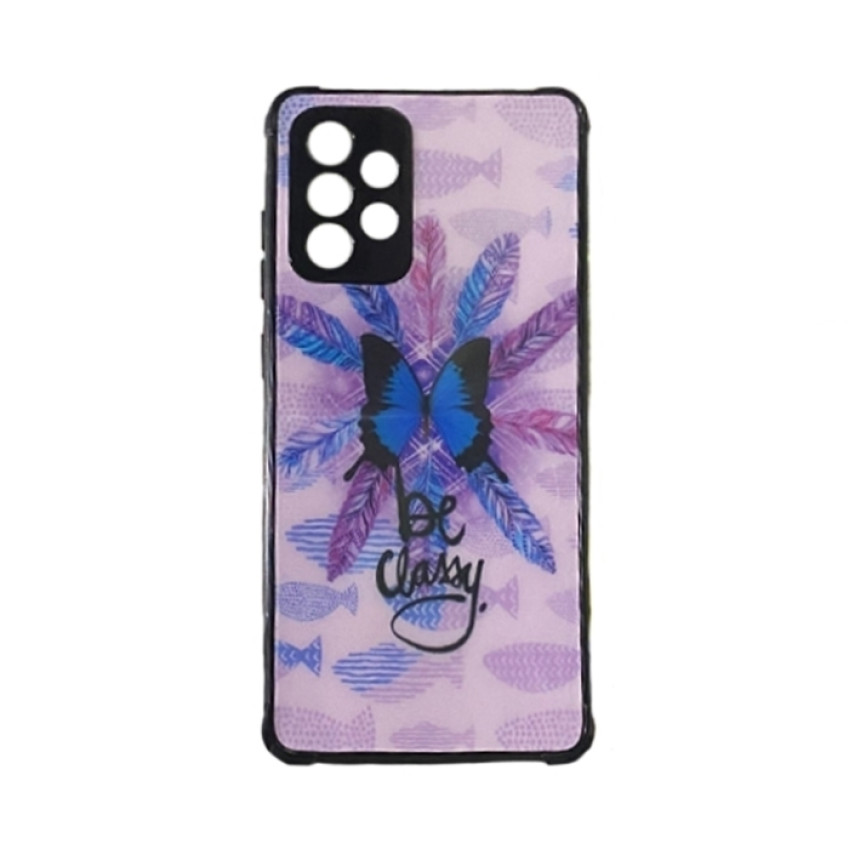 Θήκη Πλάτης Πλαστική με Σχέδια για Samsung Galaxy A52s - Χρώμα: Μωβ με Πεταλούδα