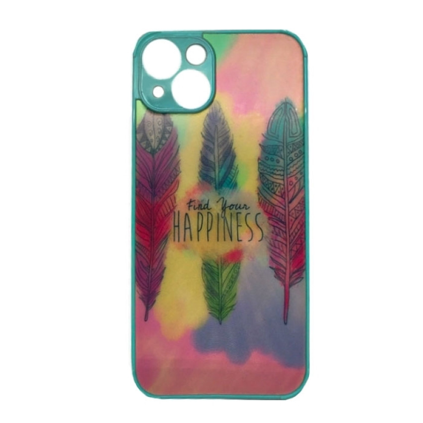 Θήκη Πλάτης Πλαστική με Σχέδια για Apple iPhone 13 - Χρώμα: Γαλάζιο με Φτέρα