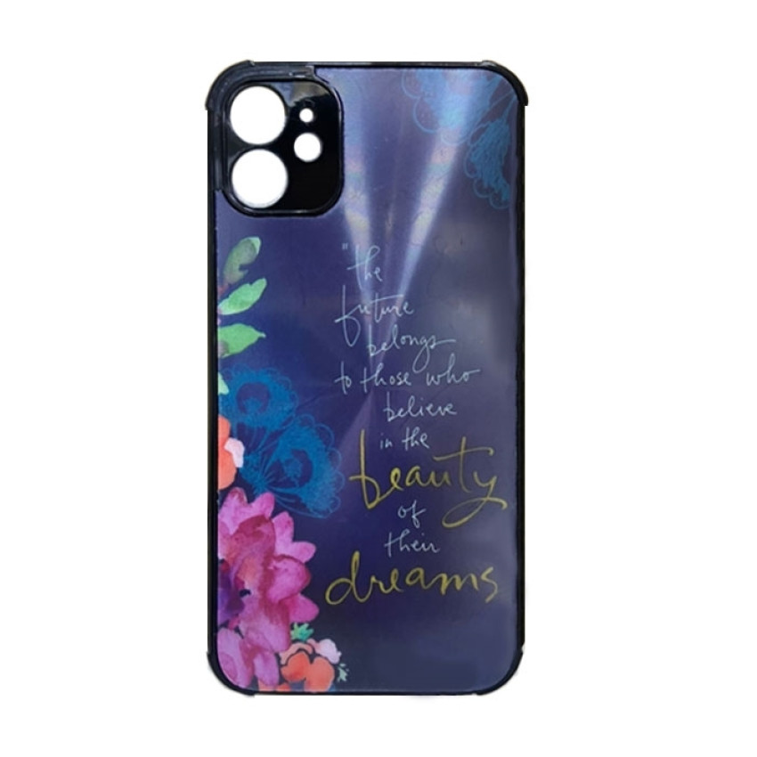 Θήκη Πλάτης Πλαστική με Σχέδια για Apple iPhone 11 - Χρώμα: Ναυτικό Μπλε με Λουλουδάκια